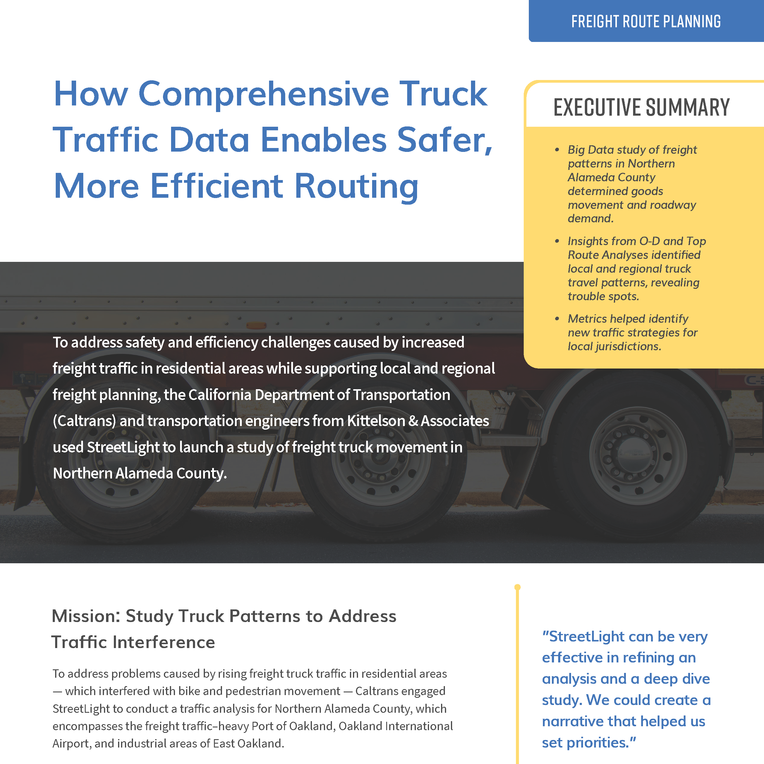 page one of freight truck caltrans case study
