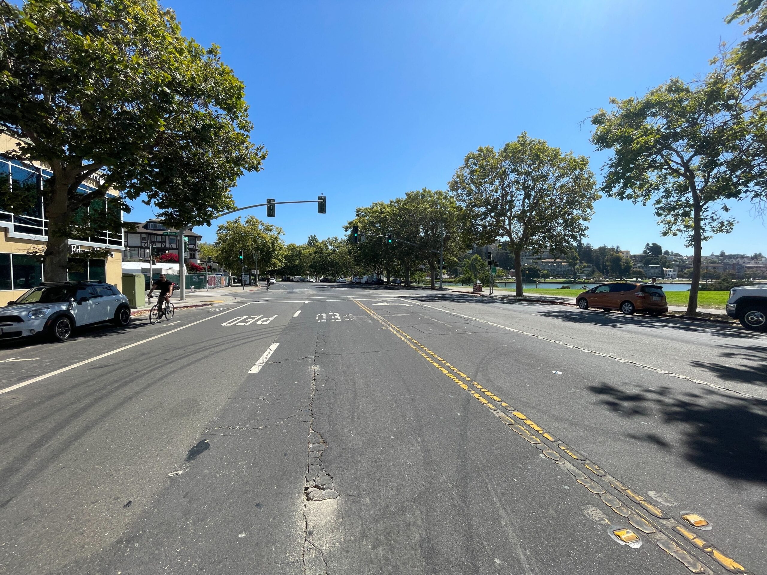 bike, pedestrian, and vehicle lanes on grand avenue