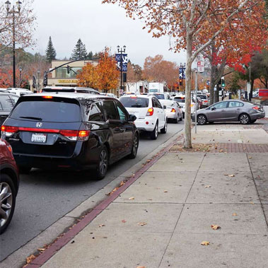 Cars parked on street in Lafayette, California