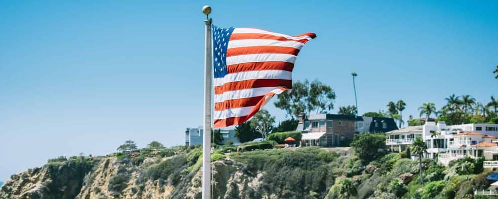 American flag waving on Memorial Day