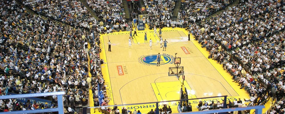 Packed arena at Golden State Warriors basketball game