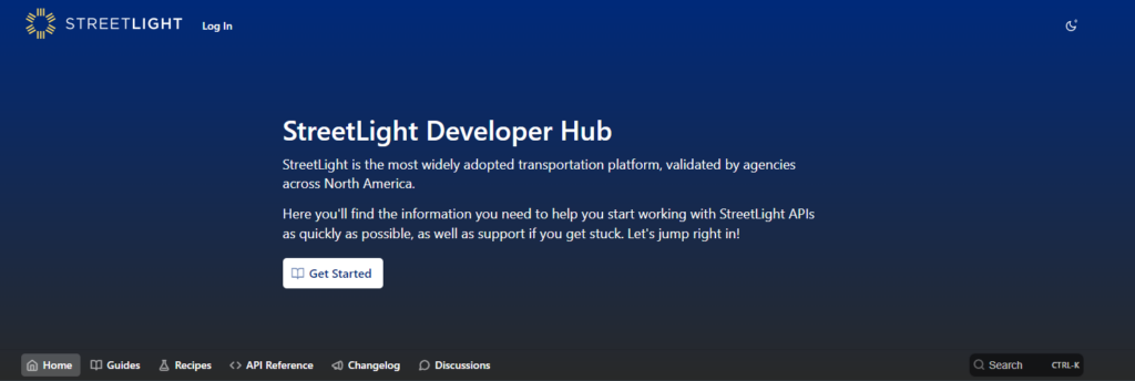 StreetLight Developer Hub screenshot