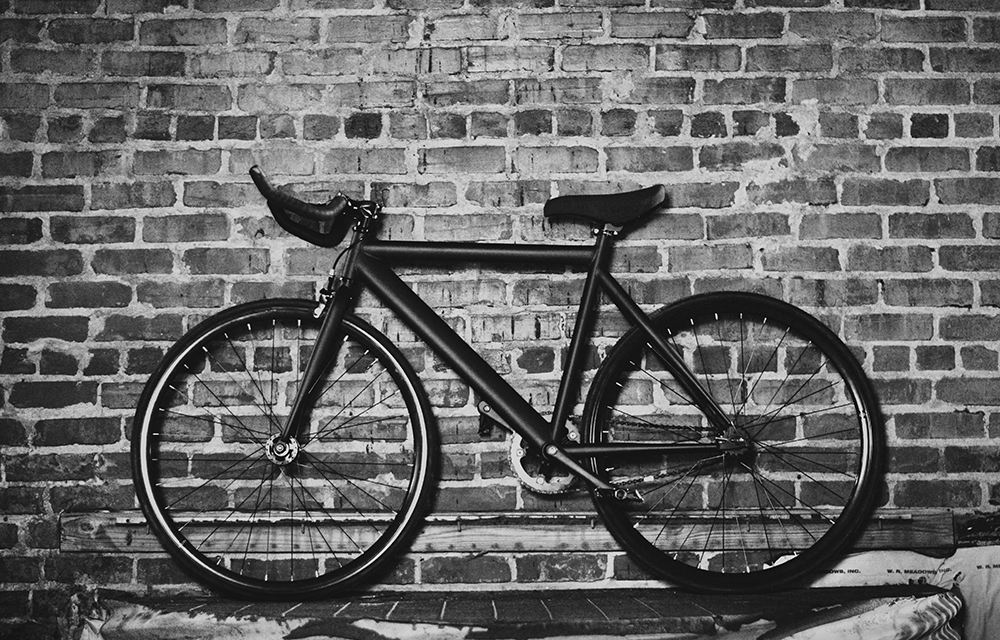 Bike against brick wall