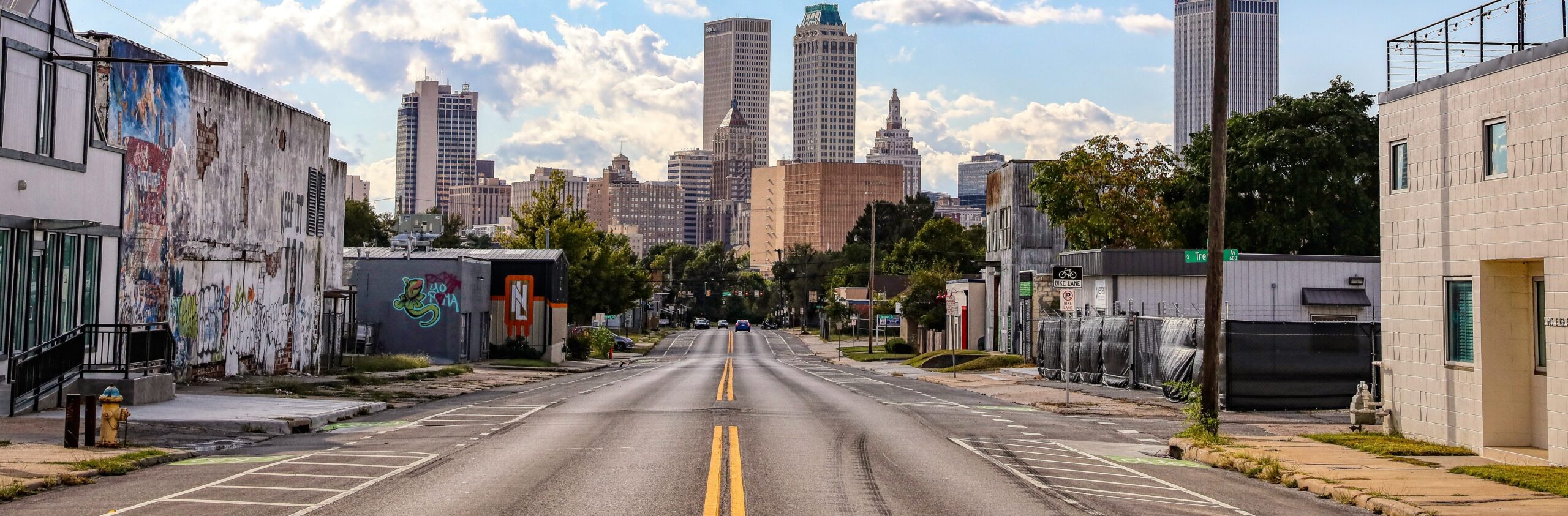 two-lane street with bike lanes