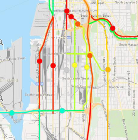map of seattle southbound traffic
