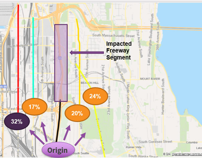 map of northbound seattle traffic during temporary traffic control
