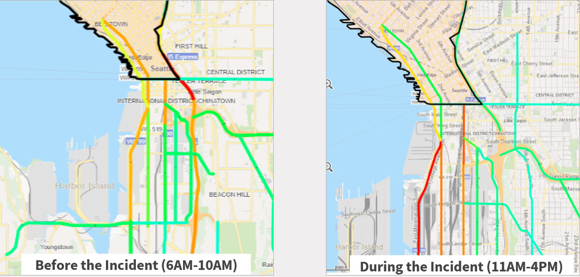 map of seattle morning traffic during temporary traffic control